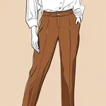 high-waisted brown trousers image